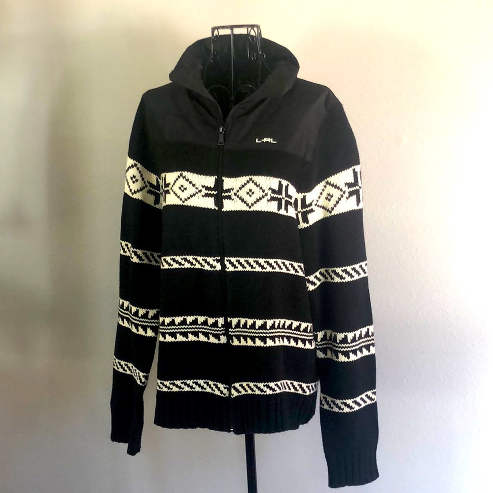 Ralph Lauren zip-up sweater.  18 1/2 across the back